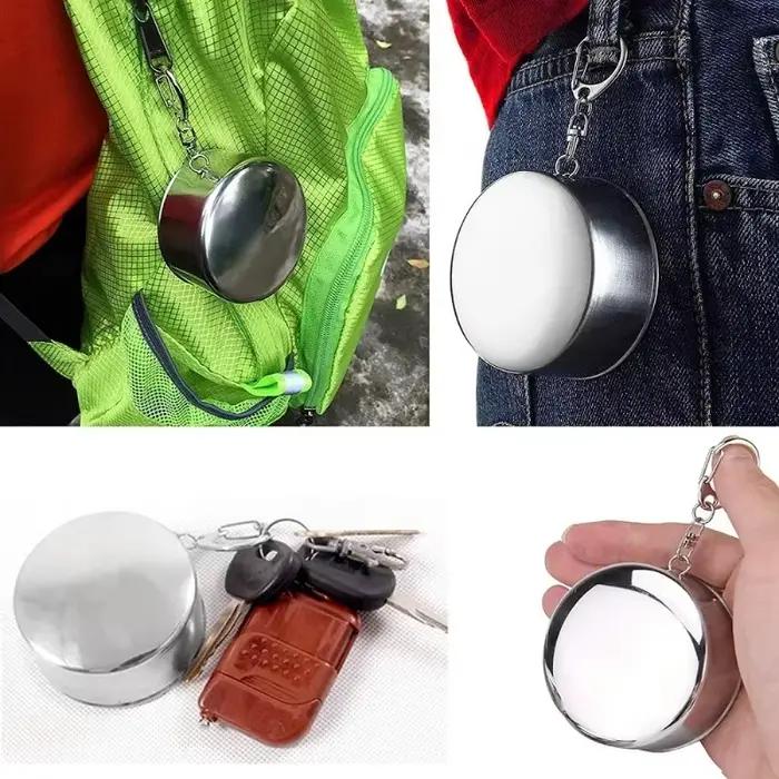 Tasse télescopique pliante portative d'acier inoxydable pour l'ustensiles de camp de thé vaisselle t