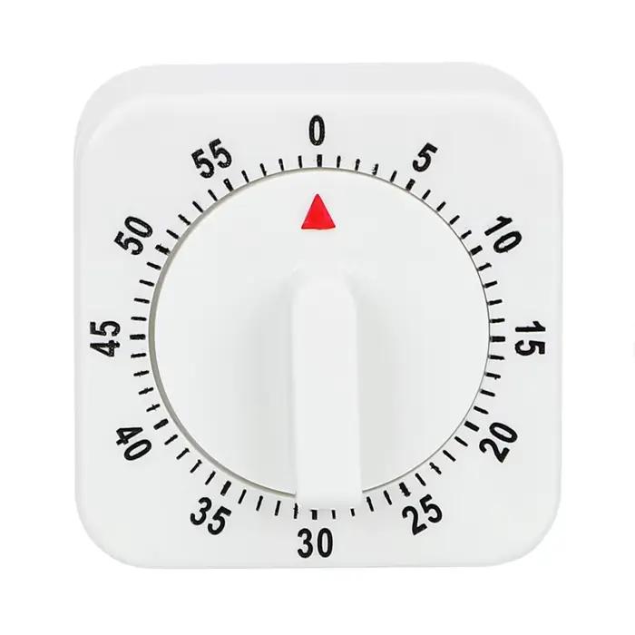 Minuterie mécanique carrée blanche, outils de cuisine, 60 apprentissage, compte à rebours, alarme, r