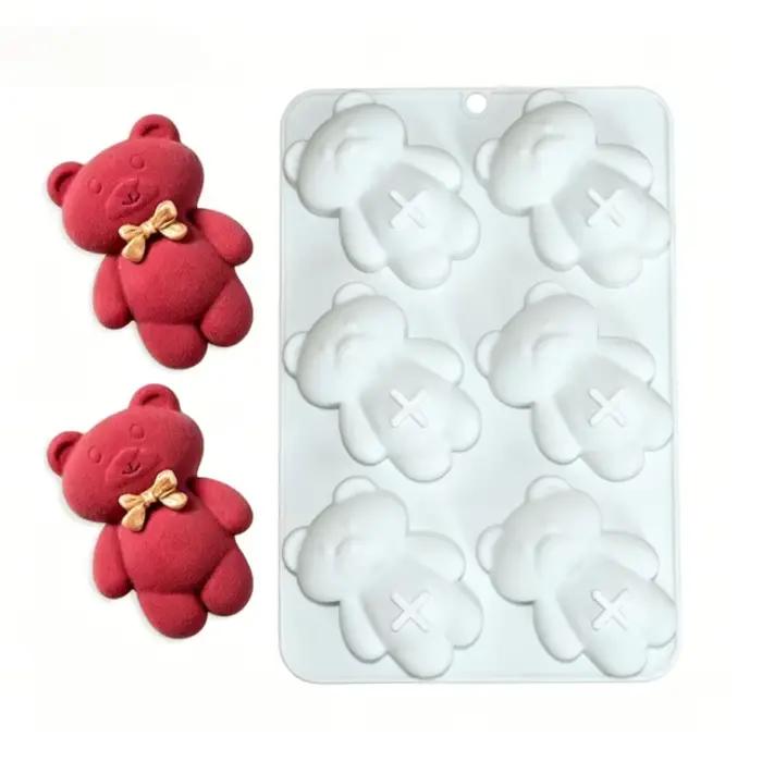 1 moule à gâteau en forme d'ours à 6 cavités, design classique et mignon, outil à dessert adorable