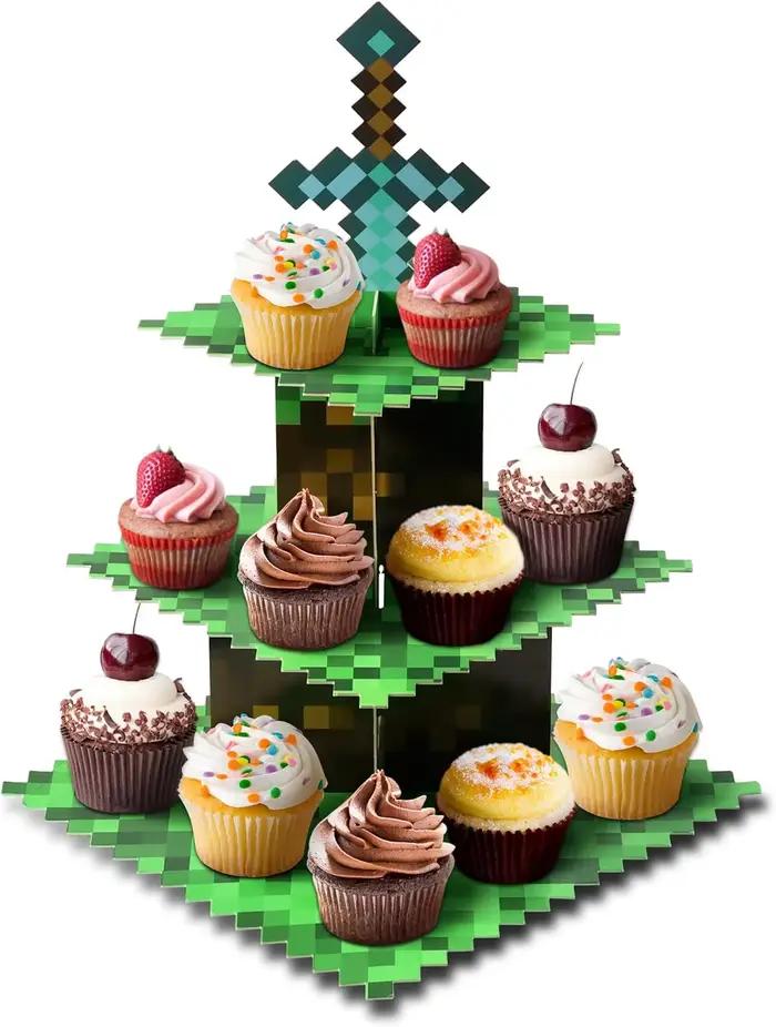 Supports à cupcakes pour jeux de pixels, décorations de fête d'anniversaire, fournitures de cadeaux