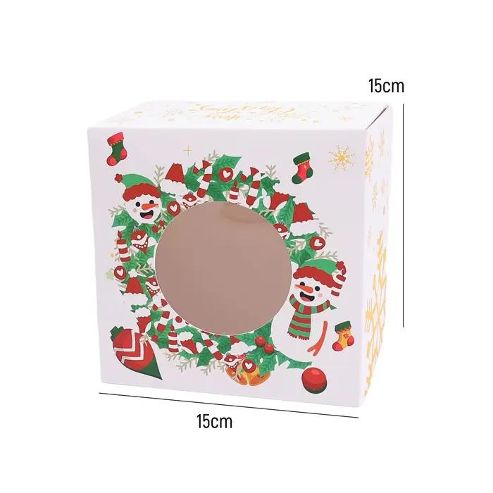 Petite boîte à pâtisserie cuite de noël, emballage avec fenêtre en papier Kraft, boîtes à gâteaux et