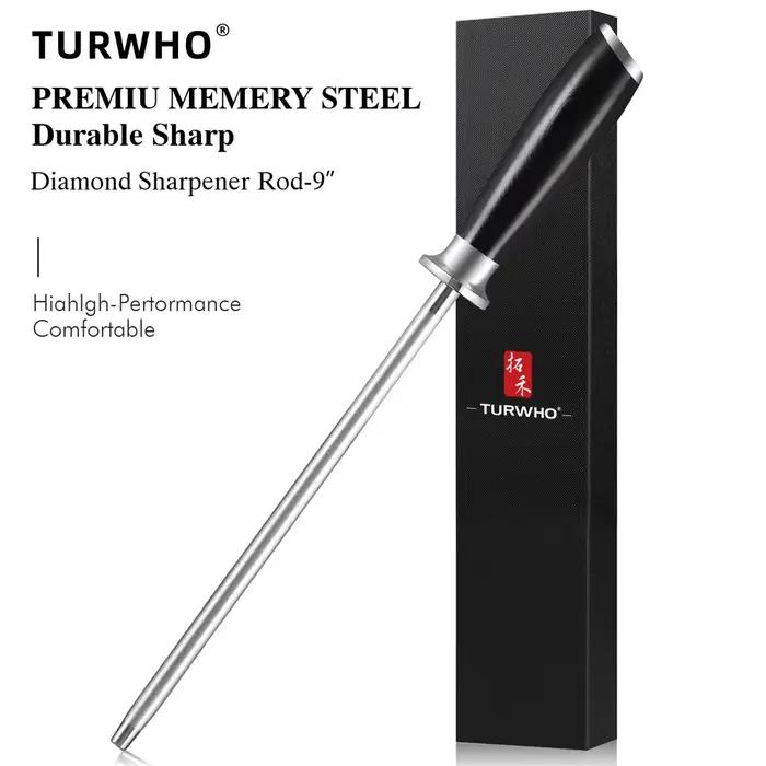 TURWHO Aiguisoir de couteaux en diamant 23cm, meuleuse durable en acier inoxydable à haute teneur en