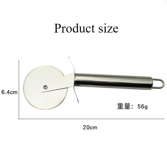 Lot de 5 outils de cuisine en acier inoxydable : roulette à pizza, spatule à gâteau de lune, spatule