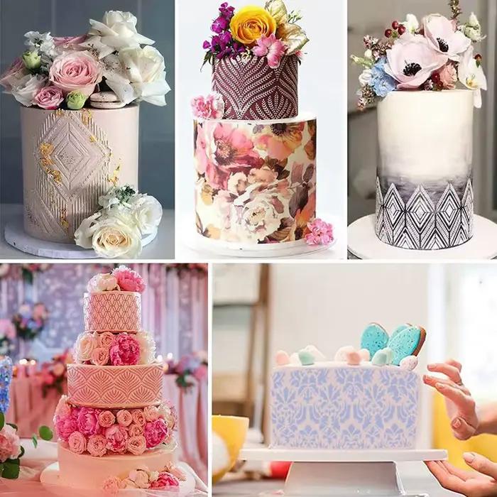 Pochoir de Gaufrage en Maille pour Gâteau Fondant, Outil de Décoration, Moule de Pulvérisation en Pl