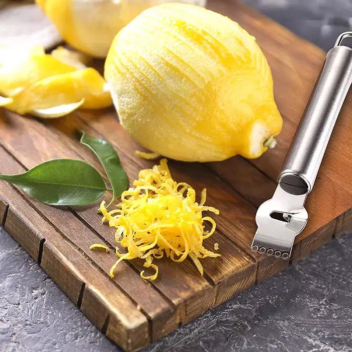 Râpe à citron en acier inoxydable avec couteau à canal et boucle de confrontation, gadgets de cuisin
