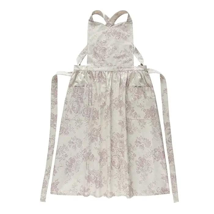 Tablier de cuisine élégant et Portable, exquis avec poches, tablier de nettoyage, dos croisé, doux,