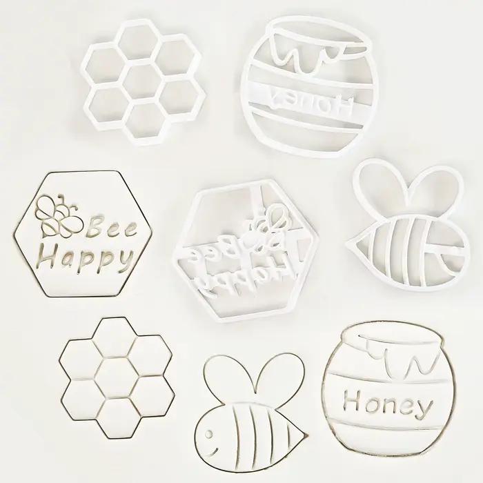 Lot de 4 emporte-pièces abeilles, moules à biscuits nid d'abeille, insectes animaux de dessin animé,