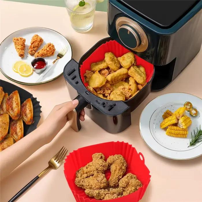Friteuses à Air en Silicone de 22cm, plateau de cuisson pour four, Pizza, poulet frit, panier en Sil