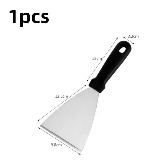 Spatule de plaque chauffante en métal en acier inoxydable, tourneur de Hamburger, grattoir à crêpes,
