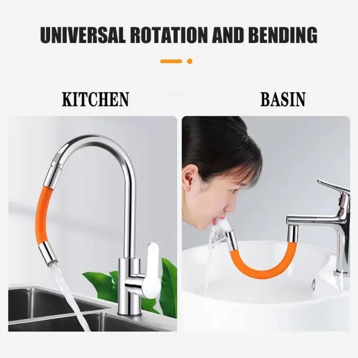 360 ° Extension de robinet rotative en Gel de silice, pliable et Flexible, pour salle de bains, év