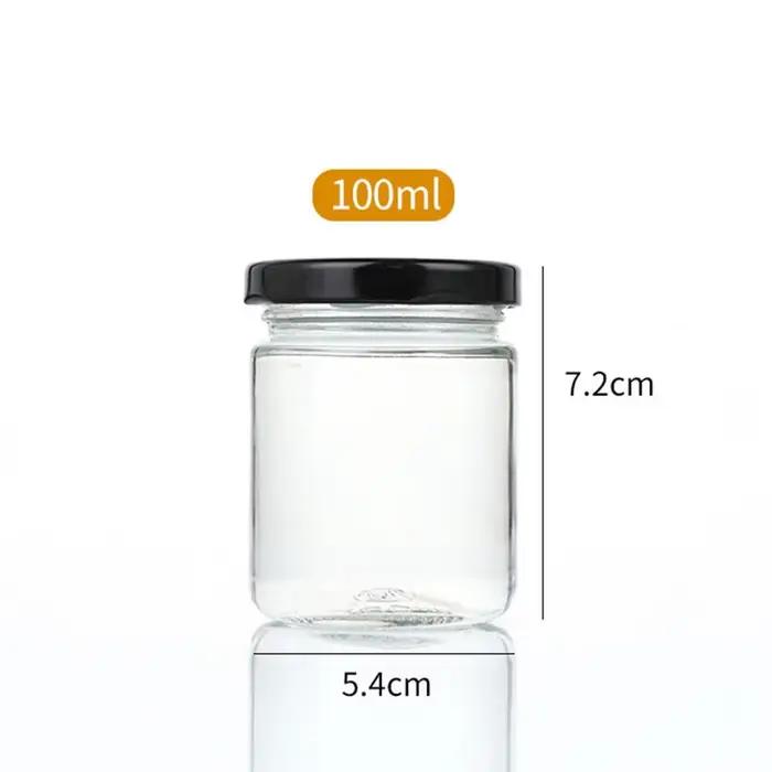 1 pièce avec couvercles hermétiques noirs, bocal en verre pour le stockage des aliments, bocal rond
