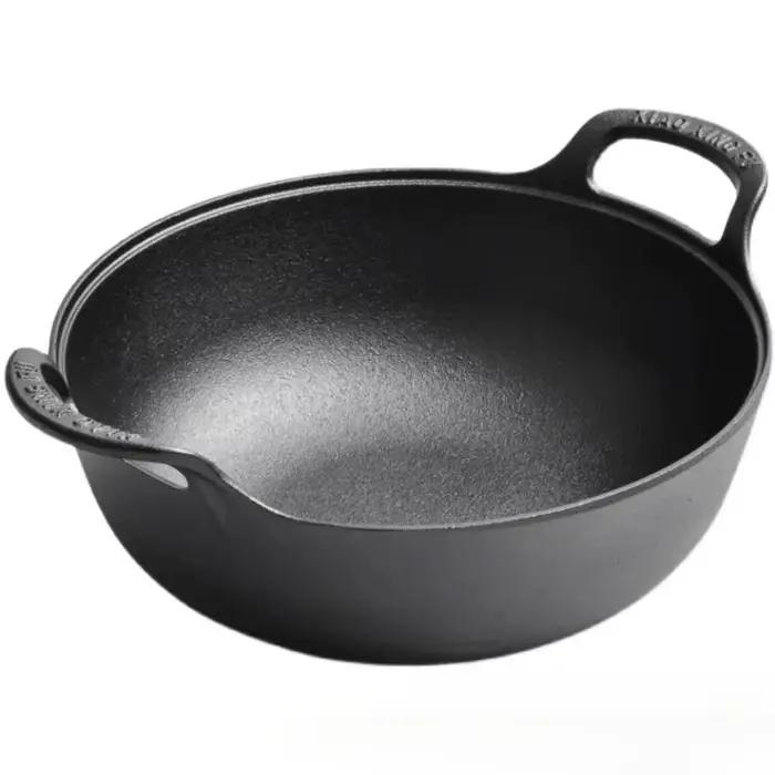 Poêle en fonte avec poignées, Wok à griller Durable, marmite antiadhésive pour la maison et l'extéri