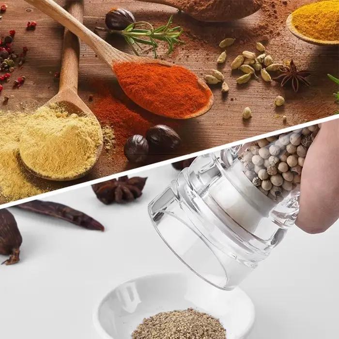 Moulin à poivre-salière et poivrière en acrylique grossièreté réglable par accessoires de cuisine à