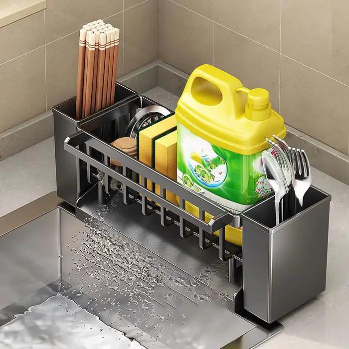 Organisateur d'évier de cuisine, porte-éponge d'évier de cuisine avec porte-brosse, égouttoir à chif