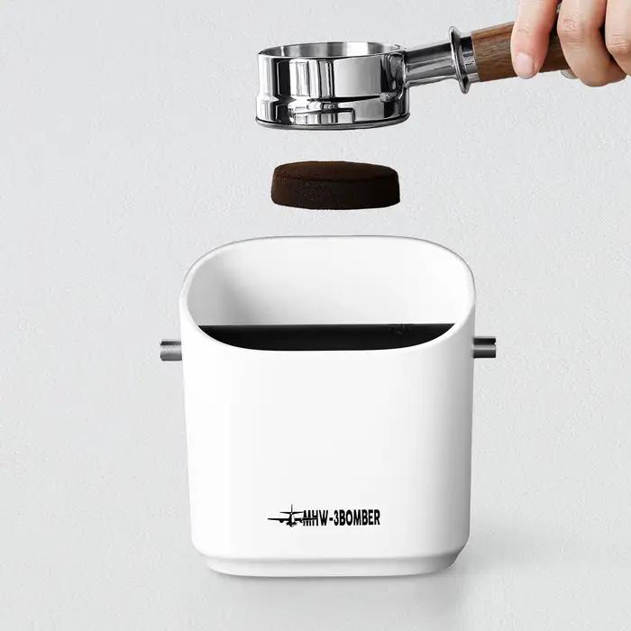 MHW-3BOMBER Square Coffee Grounds Knock Box PerfecKnock Bar et base coordonnante Lavable au lave-vai