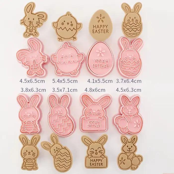 8 pièces/ensemble emporte-pièces en plastique 3D dessin animé mignon pressable Biscuit moule Cookie