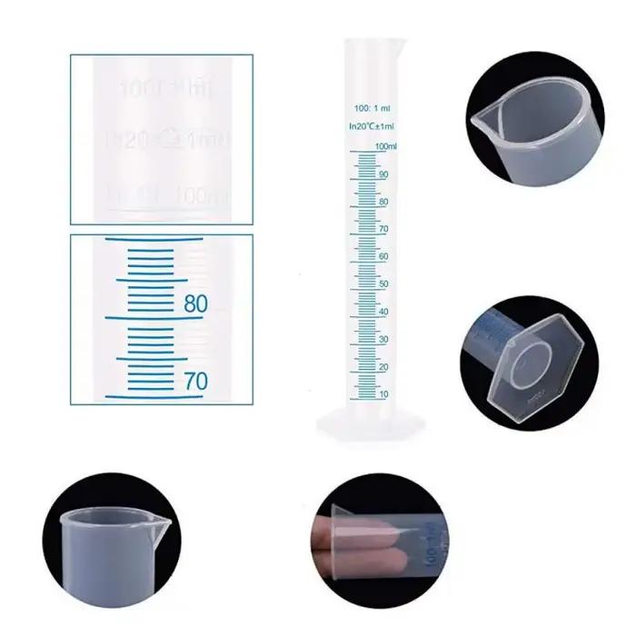 Cylindre de mesure en plastique 10/25/50/100/250/500ml, 1 pièce, cylindre gradué de laboratoire, tas