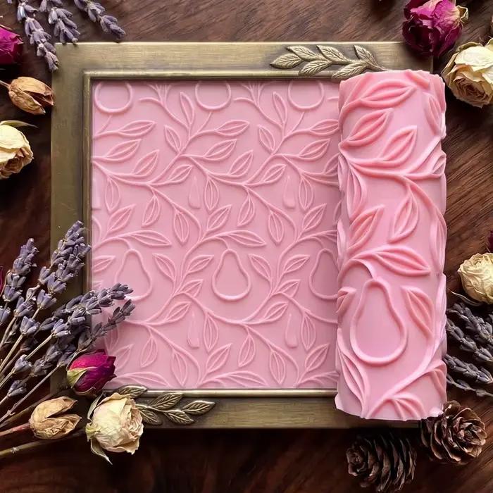Rouleau à pâtisserie en argile gaufré à texture de fruit en forme de poire