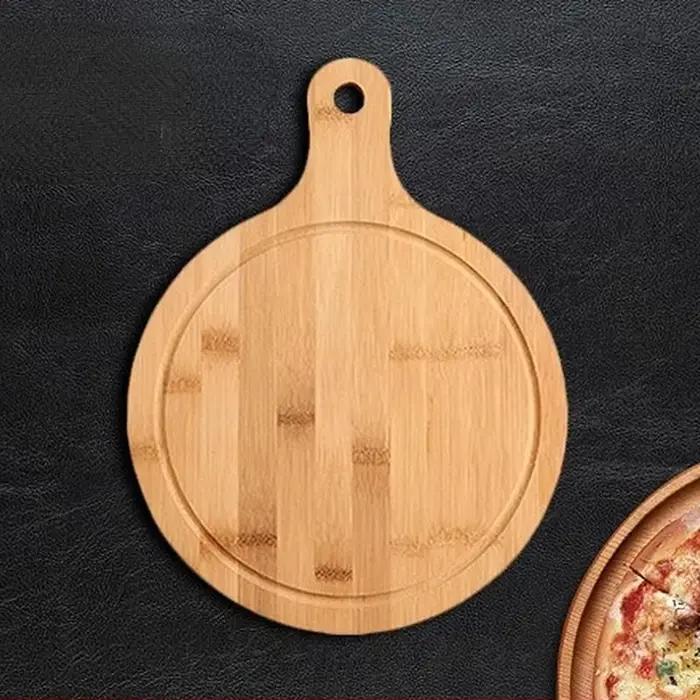 Planche à découper en bois massif avec poignée pour pizza, pain, fruits et autres aliments rouges et vertes pour la maison et les événements