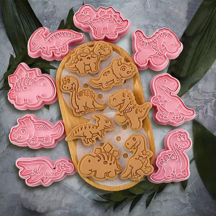 Ensemble de moules à biscuits dinosaures en plastique respectueux de l'environnement pour des créations paléontologiques et des occasions spéciales