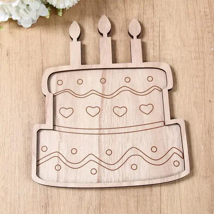 Petit Ours D'anniversaire Plateau En Bois Charcuterie Conseil Mignon Plateau De Fromage En Bois Enfants Décorations De Fête D'anniversaire Biscuit Plateau De Bonbons