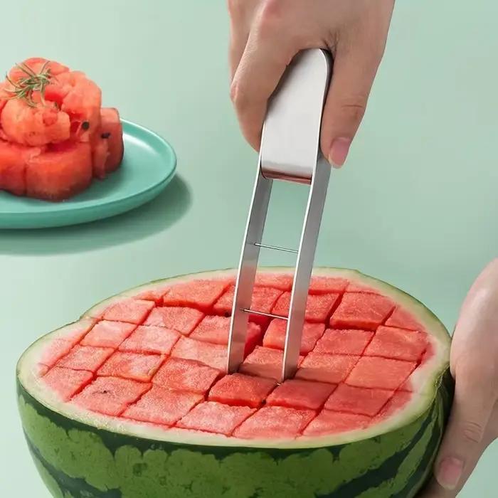 Coupe-pastèque rapide et sûr-coupe-cube en acier inoxydable pour salades de fruits et Melons-outil de cuisine pratique pour trancher