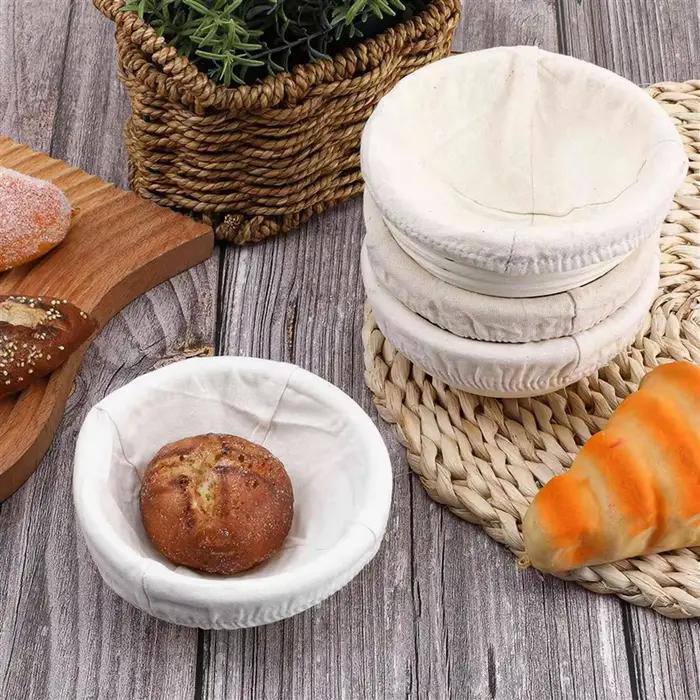 VELIF-12Pcs 5 pouces Banneton panier d'épreuve de pain pâte ronde anti- levain bols d'épreuve de pâte avec doublure amovible