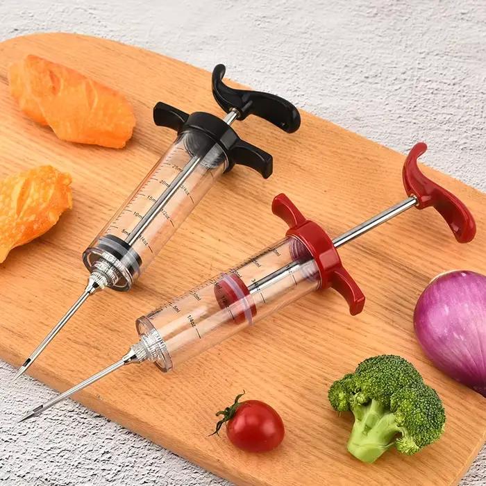 Seringue à injecter de la viande avec 3 aiguilles d'injection de marinade pour barbecue injecteur de saveur de dinde et viande occasion spéciale