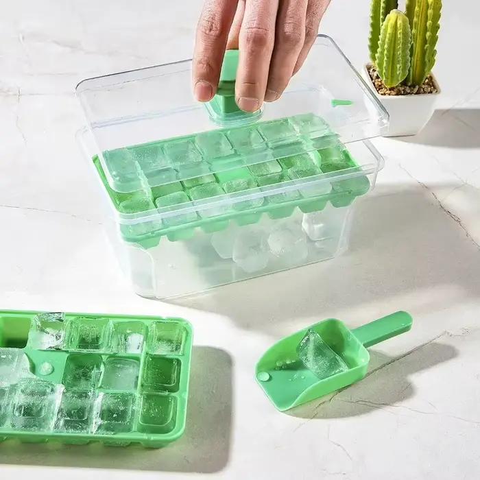 Bac à glaçons 68 compartiments avec couvercle et boîte de rangement, moule à glaçons réutilisable à démoulage facile pour la fabrication de glace au congélateur