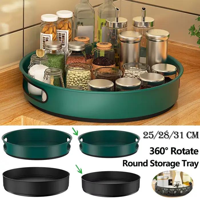 Plateau de rangement rond en acier inoxydable 360 degrés pour cuisine salon bureau organisation multifonctionnelle à offrir pour diverses occasions