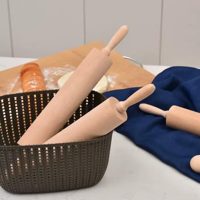 Rouleau à pâtisserie en bois, 1 pièce, bâton sans poudre pour la maison, boulettes, bâton de nouilles roulantes, cuisine domestique, outils de pâtisserie 360 ° Rotation