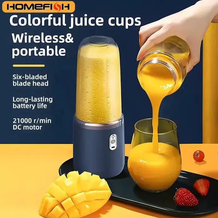 HOMEFISH Nouvelle centrifugeuse multifonction portable rechargeable pour étudiants et usage domestique, petit gobelet à jus