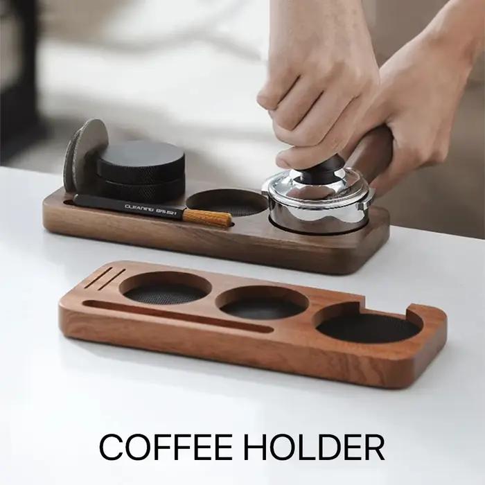 Support de Tamper et Porte-Filtre en Bois de Noyer pour Accessoires d'Espresso 51MM 54MM 58MM – Station de Tampering pour Barista