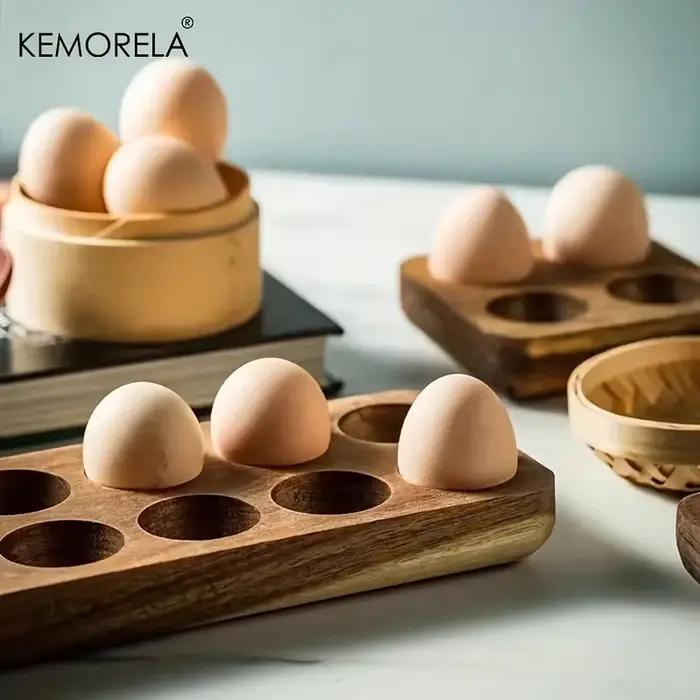 KEMORELA 1 pièces boîte de rangement d'oeufs en bois moderne-organisateur de cuisine multi-compartiments pour les œufs frais parfait pour la cuisson à domicile