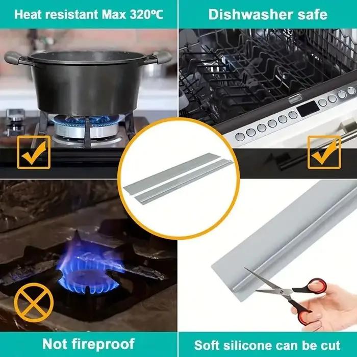 Bande d'étanchéité en silicone, bande d'étanchéité pour cuisinière à gaz, bande anti-huile et anti-taches pour cuisine, bande d'insertion en silicone