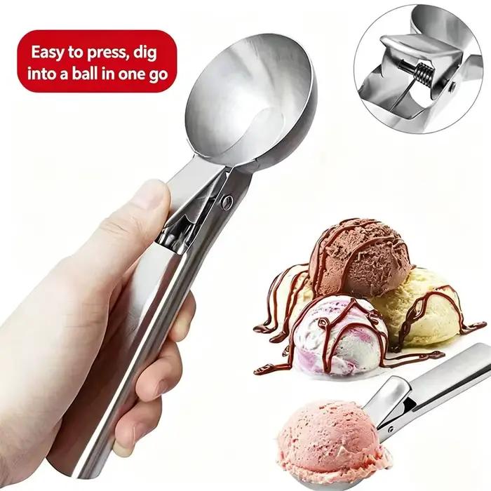 Cuillère à glace multifonctionnelle en acier inoxydable et cuillère à boules de melon, idéale pour la préparation de boules de fruits et l'utilisation quotidienne en cuisine
