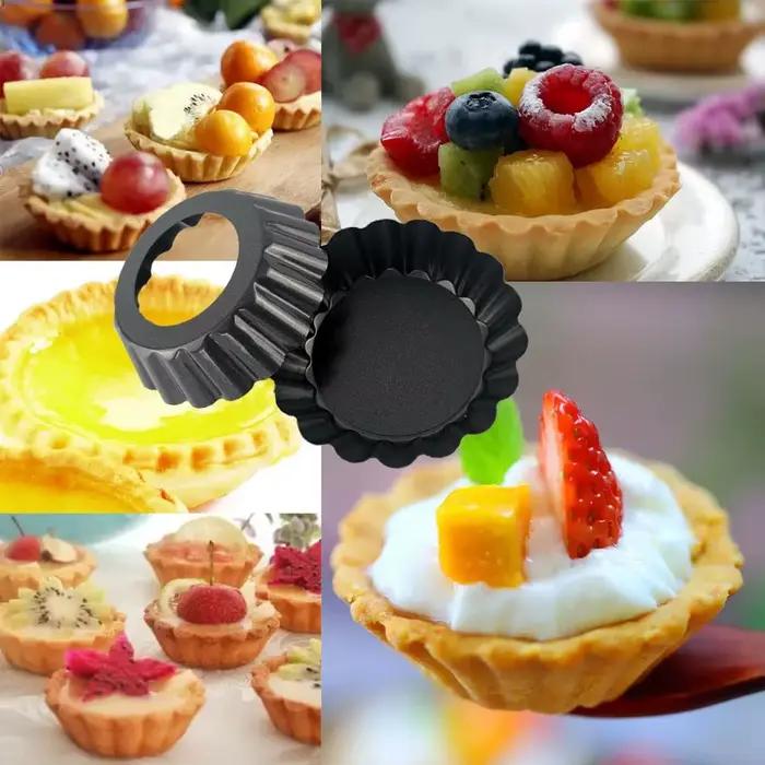 Mini moules à tarte aux œufs, 8/10/12cm, avec fond amovible, antiadhésifs, petites boîtes à cupcakes cannelées, tartes, poêle à Quiche pour tartes