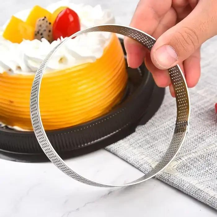Moule à Gâteau à Tarte Française, Cercle Rond avec Trou pour Tarte aux Fruits, Pizza, Quiche, Mousse, Anneau, Dessert, Poêle à Fromage, 5-21cm