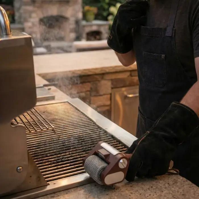 Nettoyeur de barbecue électrique rechargeable en acier inoxydable avec lumière LED