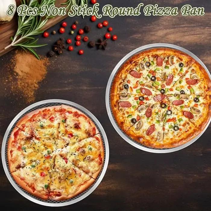 Plateau de cuisson rotatif à pizza en métal non collant pour fêtes familiales et rassemblements d'amis occasions spéciales