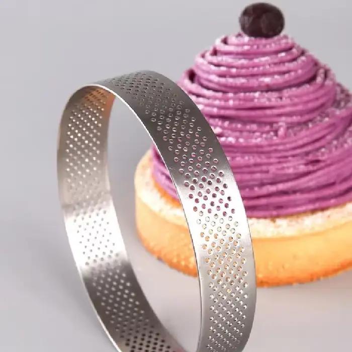 Moule à Gâteau à Tarte Française, Cercle Rond avec Trou pour Tarte aux Fruits, Pizza, Quiche, Mousse, Anneau, Dessert, Poêle à Fromage, 5-21cm