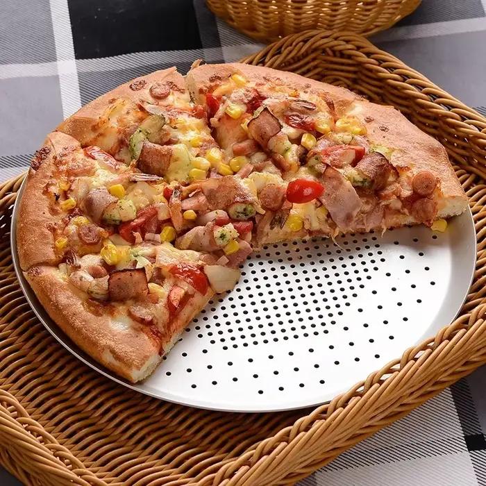 Plateau à Pizza antiadhésif en aluminium, 6 "9" 10 "11" 12 "13" 14 "15", plat de cuisson, assiette à Pizza, porte-vaisselle, ustensiles de cuisson, outils de cuisine