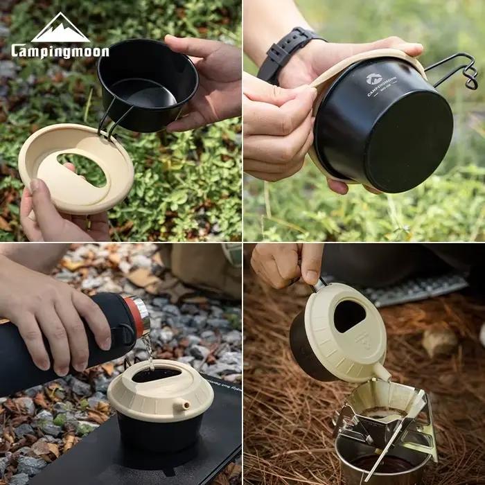 CAMPINGMOON Couvercle de casserole en silicone de qualité alimentaire pour café de camping, couvercle de pot infusé à la main pour bol à salade, couvercle de pot universel