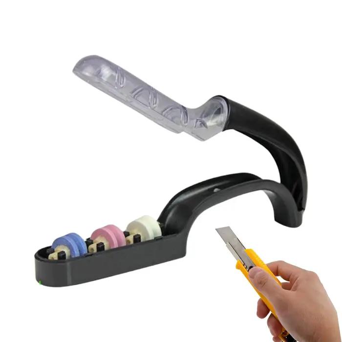 Aiguiseur d'outils professionnel à 3 étapes avec poignée antidérapante, pierre à aiguiser pour couteaux de cuisine et de jardin, pour lame de chef, senior, adulte