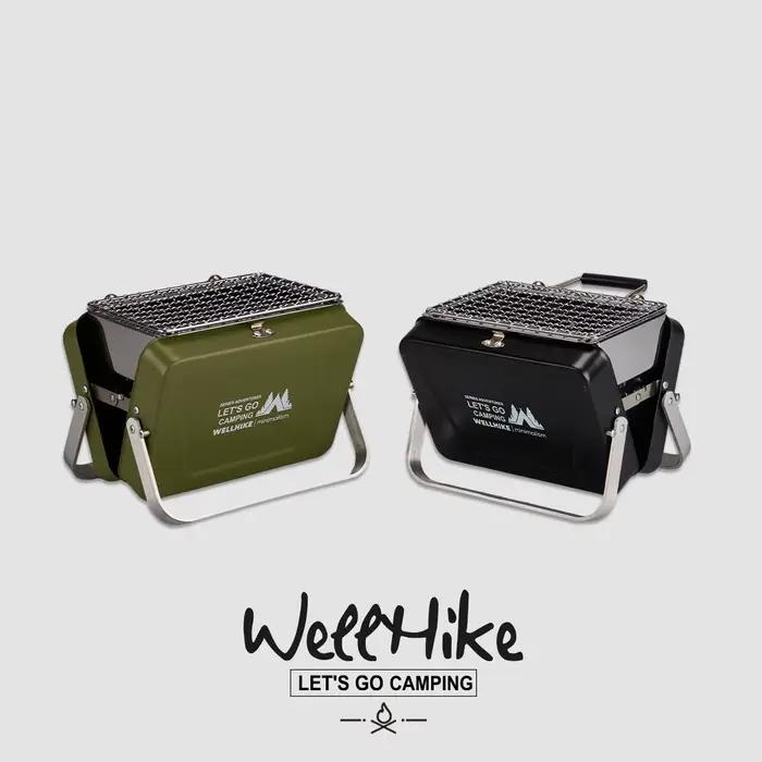 WELLHIKE Mini gril de table extérieur – Support portatif pliable pour grillades de poissons et de viande à feu ouvert, essentiel de camping
