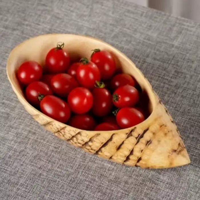 Ensemble de bols à fruits en racine de bambou naturel sculpté à la main
