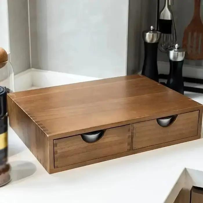 Boîte de rangement en bois pour café – Rangement à tiroirs pour dosettes K-Cup, capsules de thé et Nespresso – Support compact pour comptoir pour une cuisine sans désordre