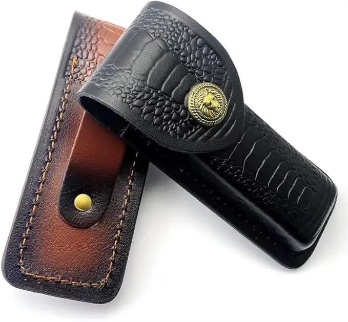 Étui à couteau en cuir portable avec fermeture à pression