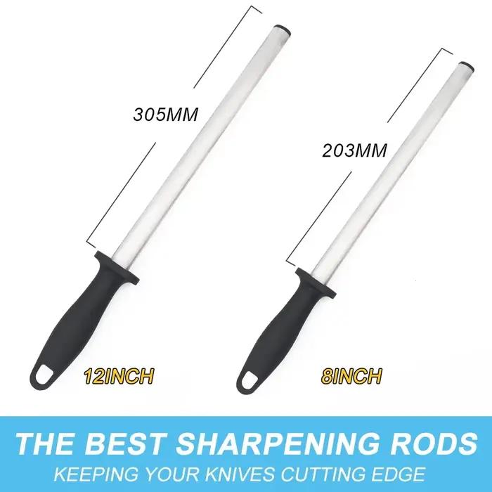 Tige d'affûtage de couteaux professionnels en acier au carbone diamanté Tige d'affûtage de lames pour la cuisine, la maison ou la chasse Master Chef Hunter Gourmet