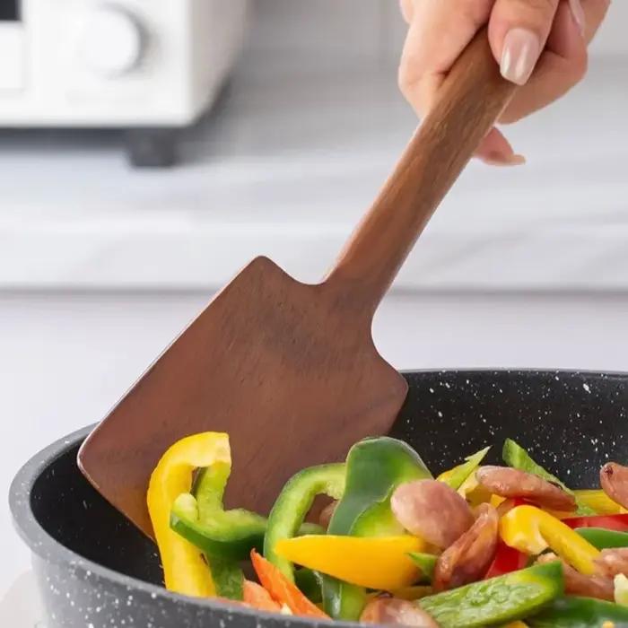 Spatule en bois à Long manche, tourneur plat, spatule de cuisson antiadhésive, pelle à œufs frits, ustensile de cuisine, accessoires de cuisine
